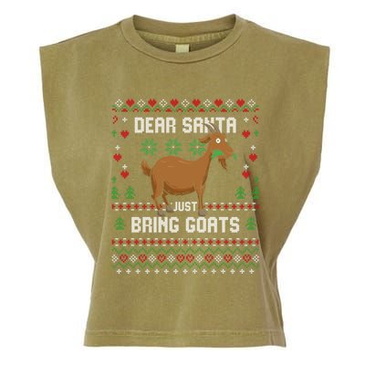 Dear Santa Just Bring Goats Christmas Ugly Xmas Sweater Gift Garment-Dyed Women's Muscle Tee