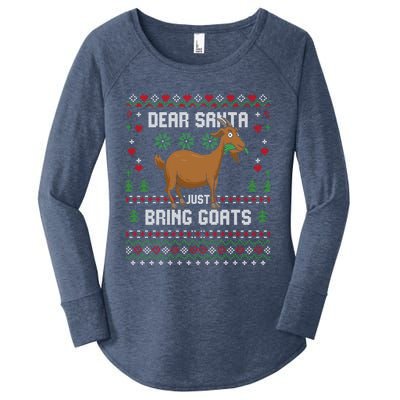 Dear Santa Just Bring Goats Christmas Ugly Xmas Sweater Gift Women's Perfect Tri Tunic Long Sleeve Shirt