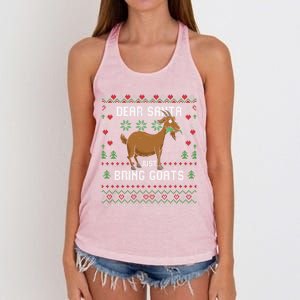 Dear Santa Just Bring Goats Christmas Ugly Xmas Sweater Gift Women's Knotted Racerback Tank