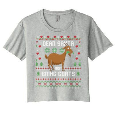 Dear Santa Just Bring Goats Christmas Ugly Xmas Sweater Gift Women's Crop Top Tee