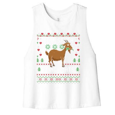 Dear Santa Just Bring Goats Christmas Ugly Xmas Sweater Gift Women's Racerback Cropped Tank