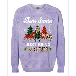 Dear Santa Just Bring Horses Santa Leopard Christmas Cool Gift Colorblast Crewneck Sweatshirt