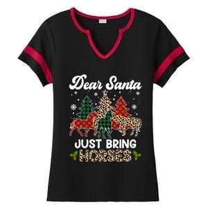 Dear Santa Just Bring Horses Santa Leopard Christmas Cool Gift Ladies Halftime Notch Neck Tee