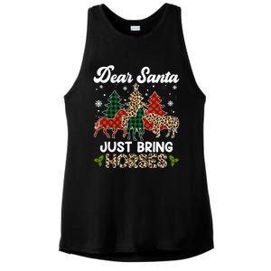 Dear Santa Just Bring Horses Santa Leopard Christmas Cool Gift Ladies PosiCharge Tri-Blend Wicking Tank