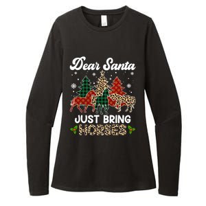 Dear Santa Just Bring Horses Santa Leopard Christmas Cool Gift Womens CVC Long Sleeve Shirt