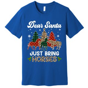 Dear Santa Just Bring Horses Santa Leopard Christmas Cool Gift Premium T-Shirt