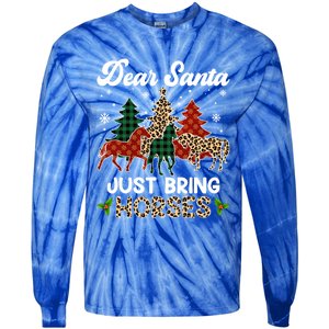 Dear Santa Just Bring Horses Santa Leopard Christmas Cool Gift Tie-Dye Long Sleeve Shirt