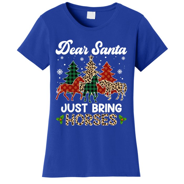 Dear Santa Just Bring Horses Santa Leopard Christmas Cool Gift Women's T-Shirt