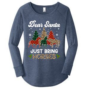 Dear Santa Just Bring Horses Santa Leopard Christmas Cool Gift Women's Perfect Tri Tunic Long Sleeve Shirt