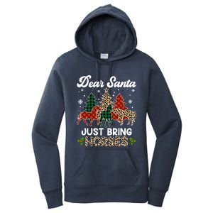 Dear Santa Just Bring Horses Santa Leopard Christmas Cool Gift Women's Pullover Hoodie