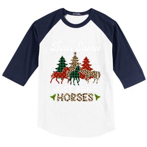 Dear Santa Just Bring Horses Santa Leopard Christmas Cool Gift Baseball Sleeve Shirt