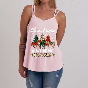 Dear Santa Just Bring Horses Santa Leopard Christmas Cool Gift Women's Strappy Tank