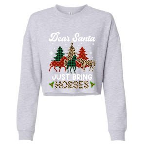 Dear Santa Just Bring Horses Santa Leopard Christmas Cool Gift Cropped Pullover Crew