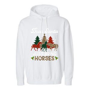 Dear Santa Just Bring Horses Santa Leopard Christmas Cool Gift Garment-Dyed Fleece Hoodie