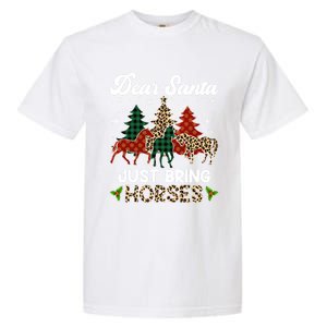 Dear Santa Just Bring Horses Santa Leopard Christmas Cool Gift Garment-Dyed Heavyweight T-Shirt