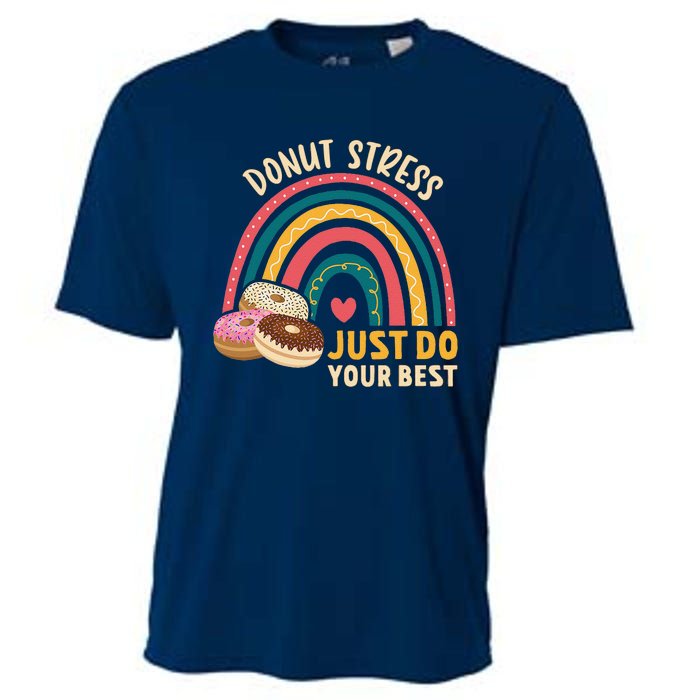 Donut Stress Just Do Your Best Rock The Test Day Teacher Cooling Performance Crew T-Shirt