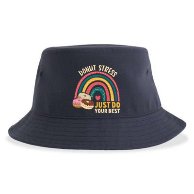 Donut Stress Just Do Your Best Rock The Test Day Teacher Sustainable Bucket Hat