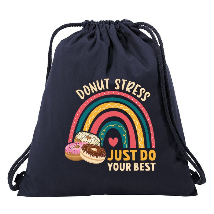 Donut Stress Just Do Your Best Rock The Test Day Teacher Drawstring Bag