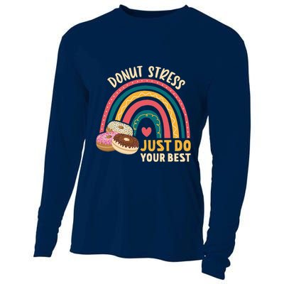 Donut Stress Just Do Your Best Rock The Test Day Teacher Cooling Performance Long Sleeve Crew
