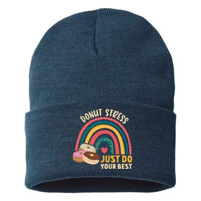 Donut Stress Just Do Your Best Rock The Test Day Teacher Sustainable Knit Beanie