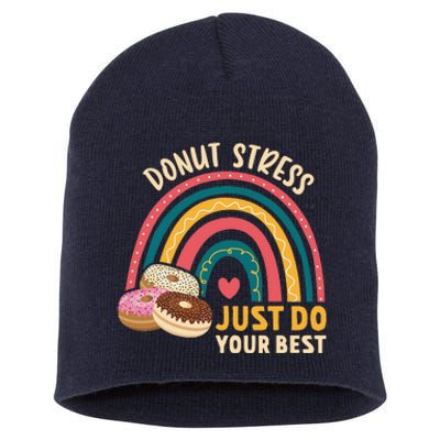 Donut Stress Just Do Your Best Rock The Test Day Teacher Short Acrylic Beanie