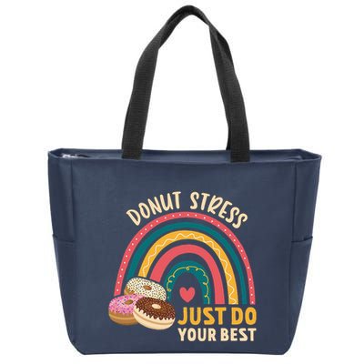 Donut Stress Just Do Your Best Rock The Test Day Teacher Zip Tote Bag