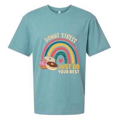 Donut Stress Just Do Your Best Rock The Test Day Teacher Sueded Cloud Jersey T-Shirt