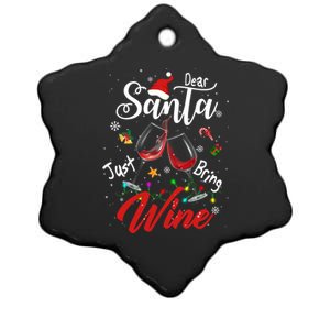 Dear Santa Just Bring Wine To Celebrate Cute Christmas Gift Ceramic Star Ornament