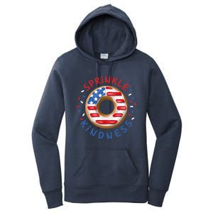 Donut Sprinkle Kindness Funny Doughnut Lover American Flag Cute Gift Women's Pullover Hoodie