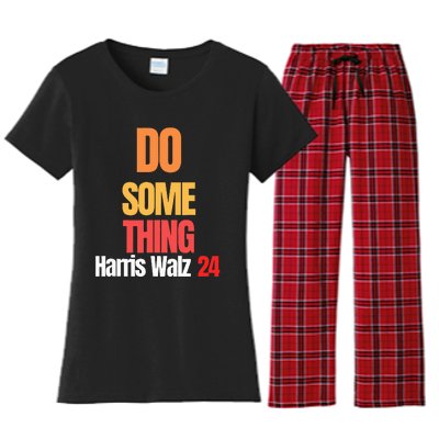 Do Something Kamala Harris Tim Walz Election 24 President Women's Flannel Pajama Set