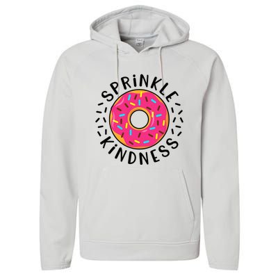 Donut Sprinkle Kindness Girl Women Doughnut Lover Performance Fleece Hoodie