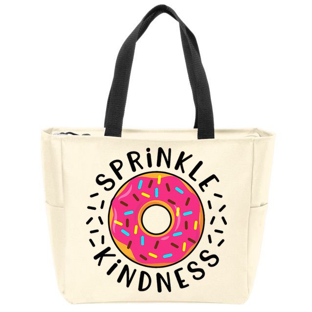 Donut Sprinkle Kindness Girl Women Doughnut Lover Zip Tote Bag