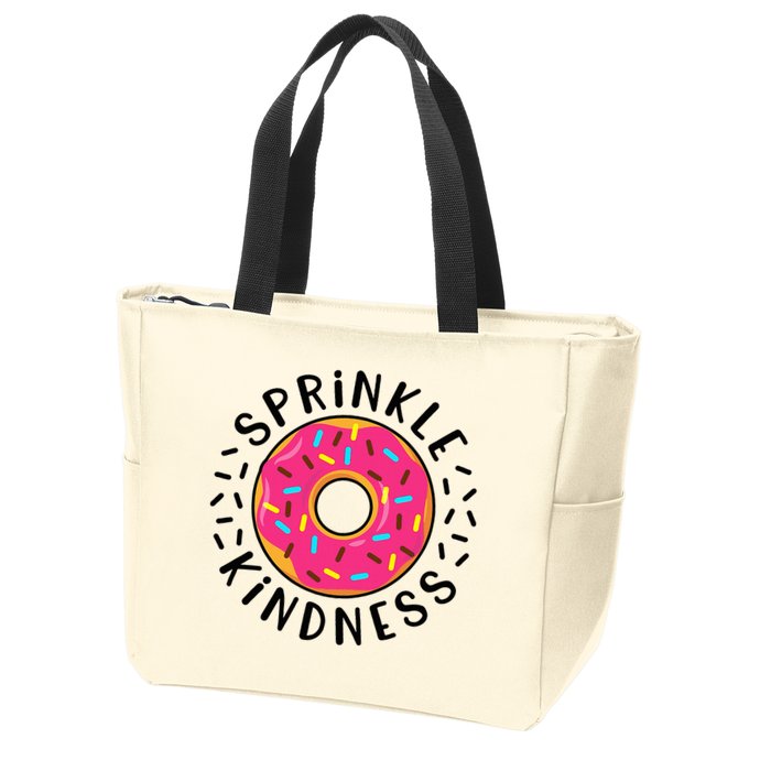 Donut Sprinkle Kindness Girl Women Doughnut Lover Zip Tote Bag