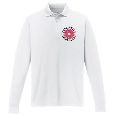 Donut Sprinkle Kindness Girl Women Doughnut Lover Performance Long Sleeve Polo