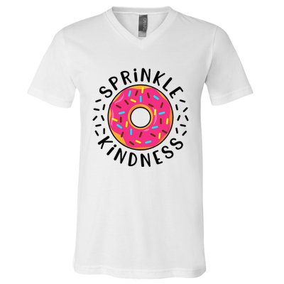 Donut Sprinkle Kindness Girl Women Doughnut Lover V-Neck T-Shirt