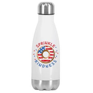 Donut Sprinkle Kindness Funny Doughnut Lover American Flag Funny Gift Stainless Steel Insulated Water Bottle