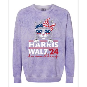 Do Something Kamala Harris Walz 2024 President Cat Ladies Colorblast Crewneck Sweatshirt