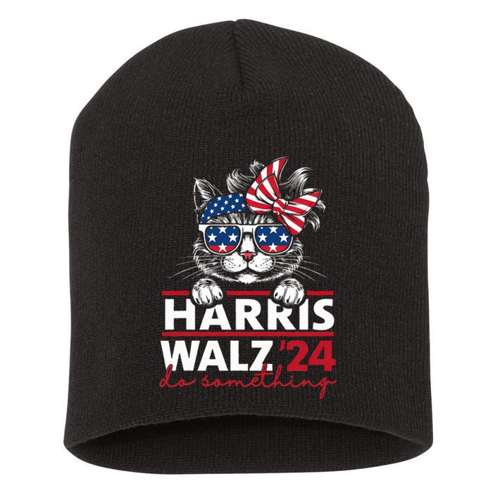 Do Something Kamala Harris Walz 2024 President Cat Ladies Short Acrylic Beanie