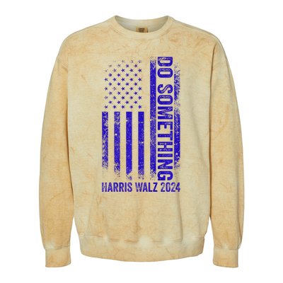 Do Something Kamala Harris Waltz 2024 Blue Usa Flag Premium Colorblast Crewneck Sweatshirt