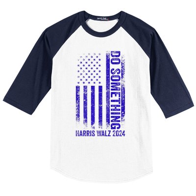 Do Something Kamala Harris Waltz 2024 Blue Usa Flag Premium Baseball Sleeve Shirt