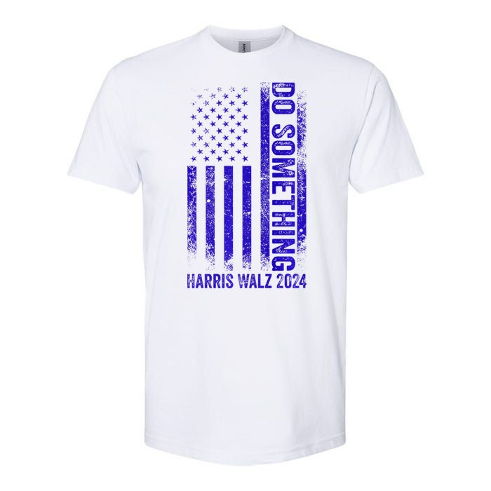 Do Something Kamala Harris Waltz 2024 Blue Usa Flag Premium Softstyle CVC T-Shirt