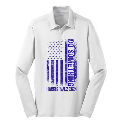 Do Something Kamala Harris Waltz 2024 Blue Usa Flag Premium Silk Touch Performance Long Sleeve Polo