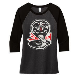 Dojo South Korea Snake Logo Sekai Taikai Women's Tri-Blend 3/4-Sleeve Raglan Shirt