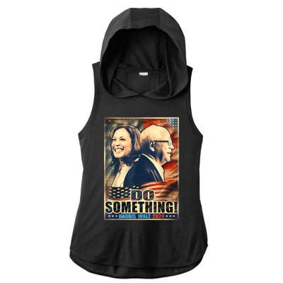 Do Something Kamala Harris Walz 2024 President Campaign Ladies PosiCharge Tri-Blend Wicking Draft Hoodie Tank