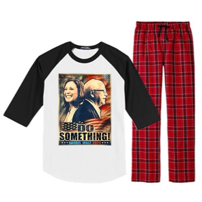 Do Something Kamala Harris Walz 2024 President Campaign Raglan Sleeve Pajama Set