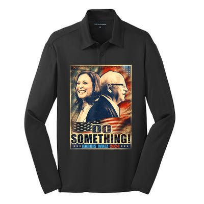 Do Something Kamala Harris Walz 2024 President Campaign Silk Touch Performance Long Sleeve Polo