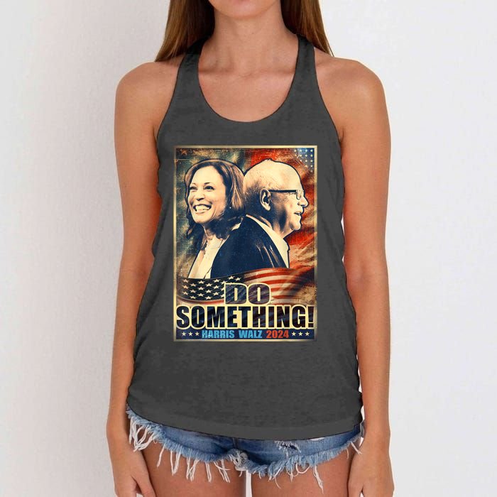 Do Something Kamala Harris Walz 2024 President Campaign Women's Knotted Racerback Tank