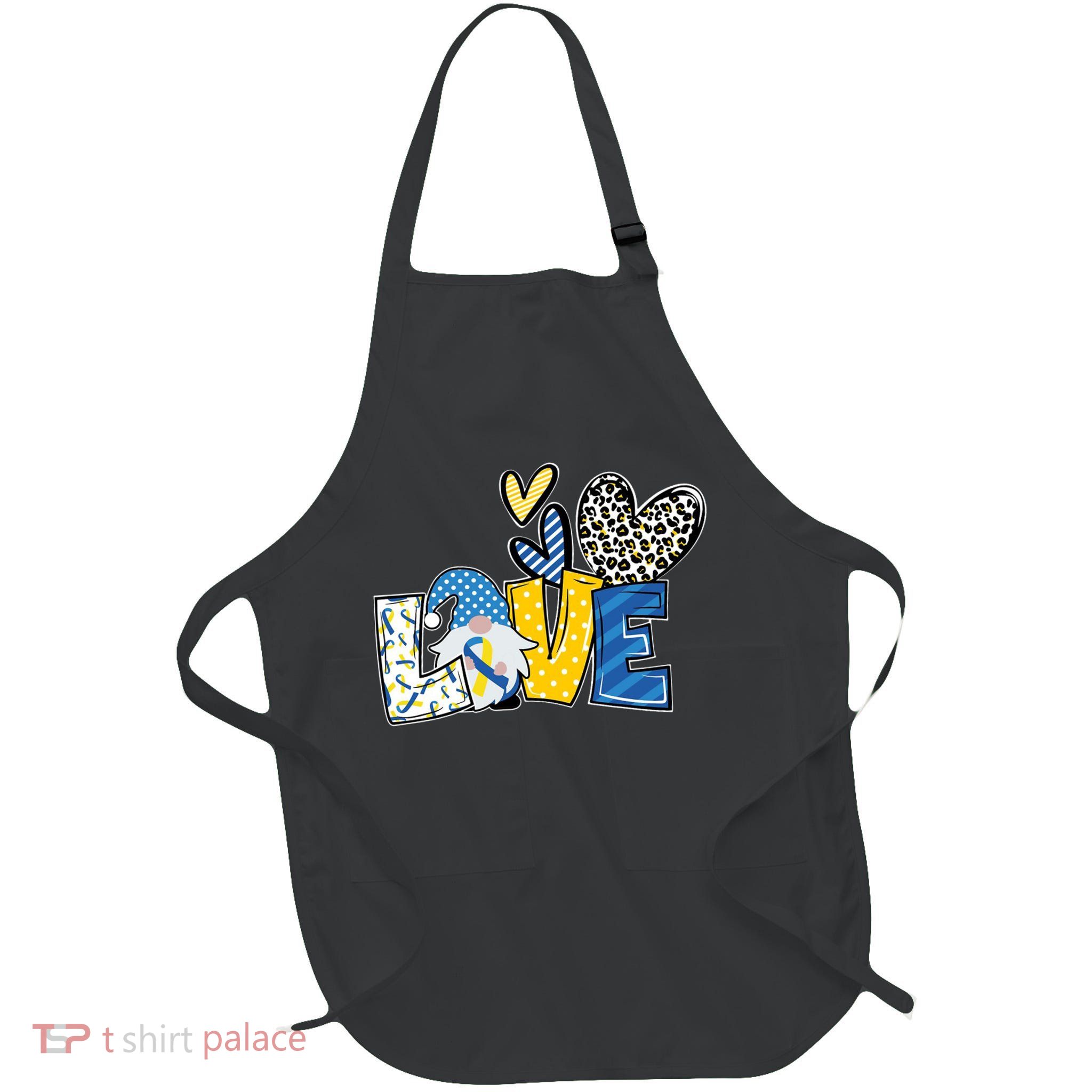 Down Syndrome Love Gnome Awareness Full-Length Apron With Pockets