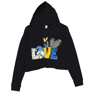 Down Syndrome Love Gnome Awareness Crop Fleece Hoodie