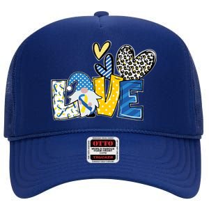 Down Syndrome Love Gnome Awareness High Crown Mesh Back Trucker Hat